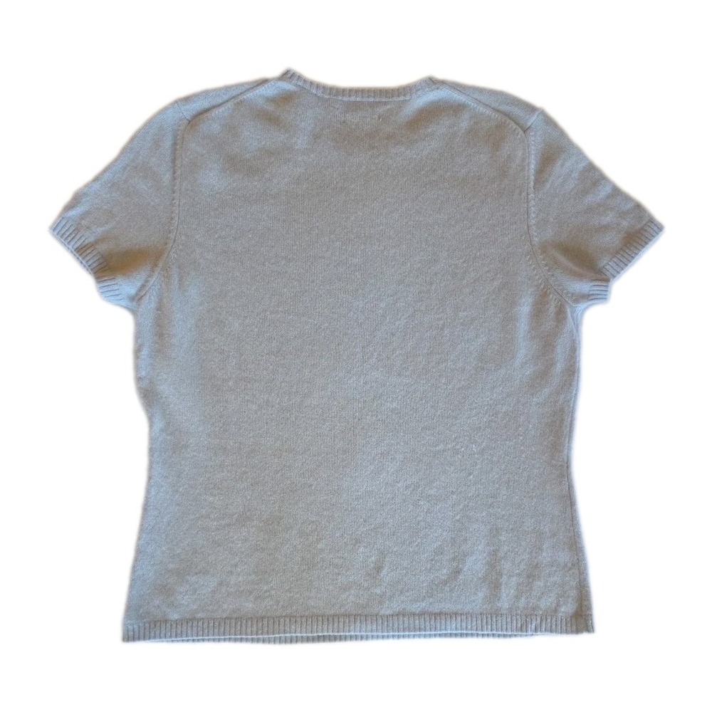 Valerie Stevens Cashmere Sweater Tee Sz PL Pastel Blue Short Sleeve Quiet Luxury - Picture 3 of 9